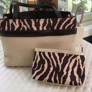 Brown and cream bag with matching case. NWOT